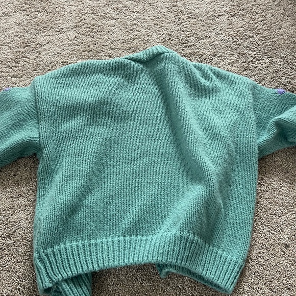 Cozy Green Cardigan with Purple Star Accents - Picture 3 of 3